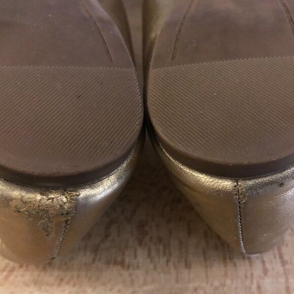 J Crew Gold Ballet Flats Size 6.5 Genuine Leather Made In Italy - Picture 12 of 12